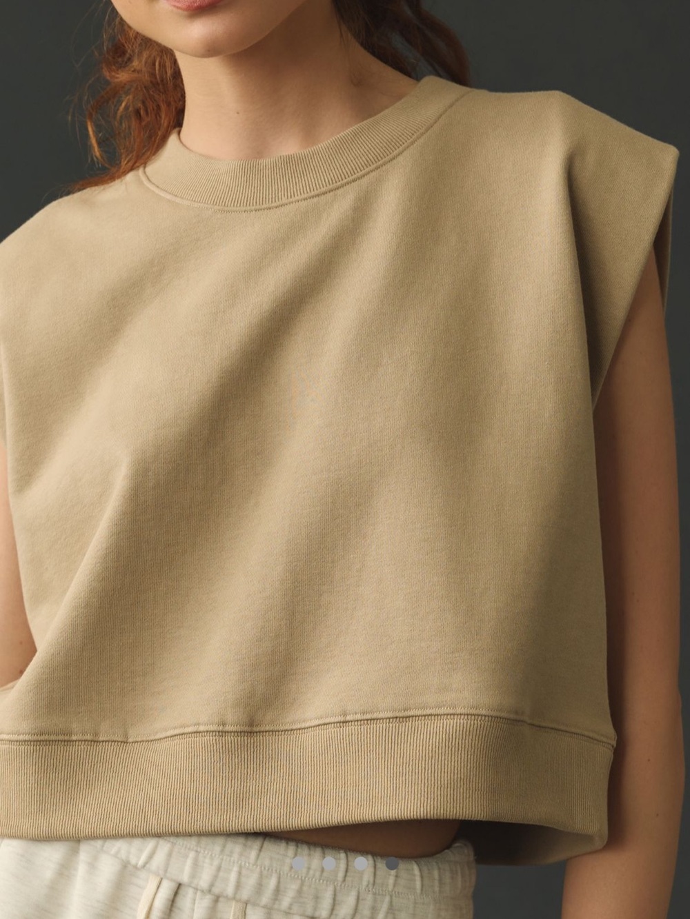 Anthropologie Sleeveless Boxy Crop Top in sand grey lab crew muscle shirt - Picture 1 of 4